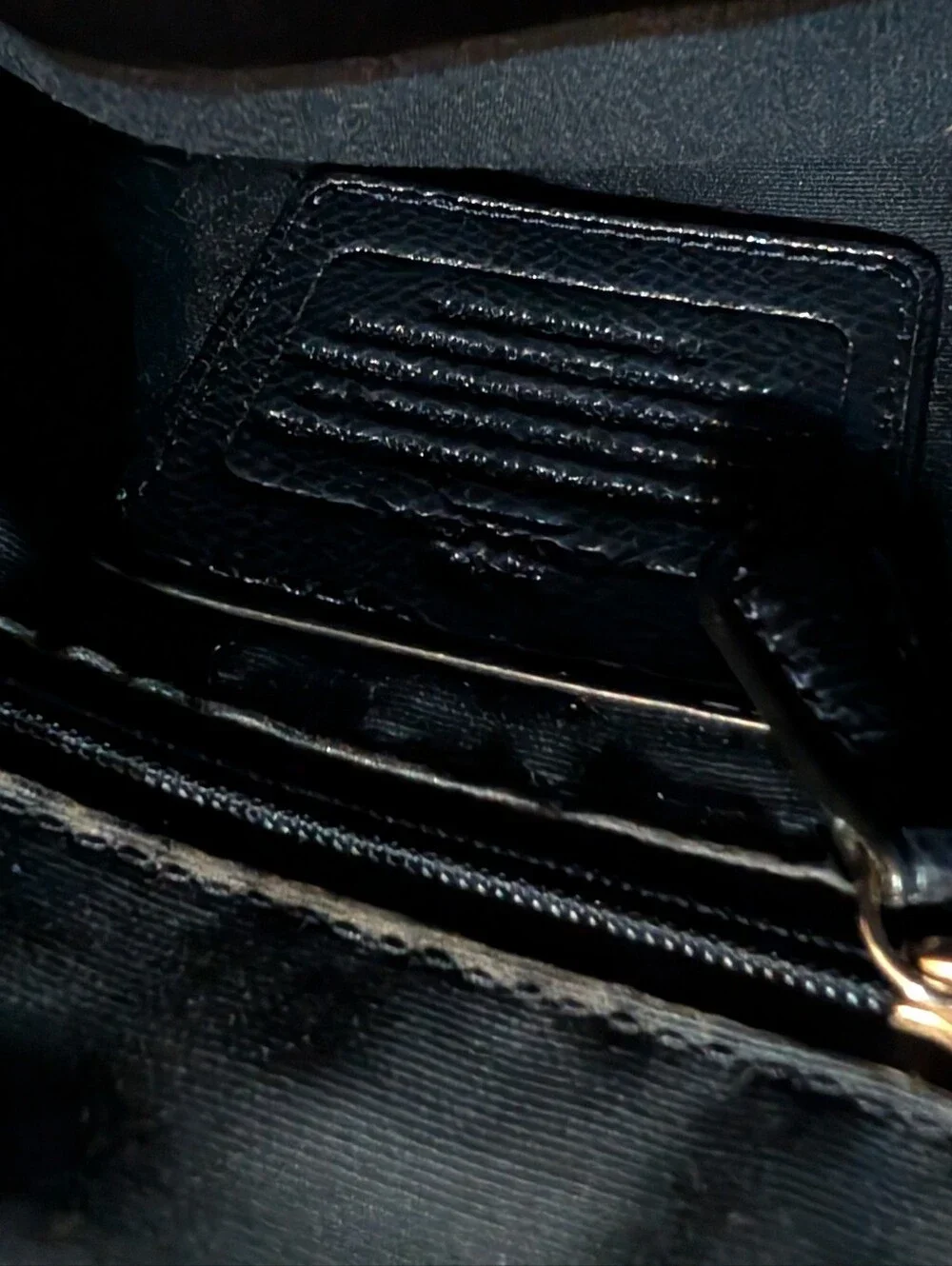 Vintage Coach Black Pebbled Leather Shoulder Bag with Gold Hardware